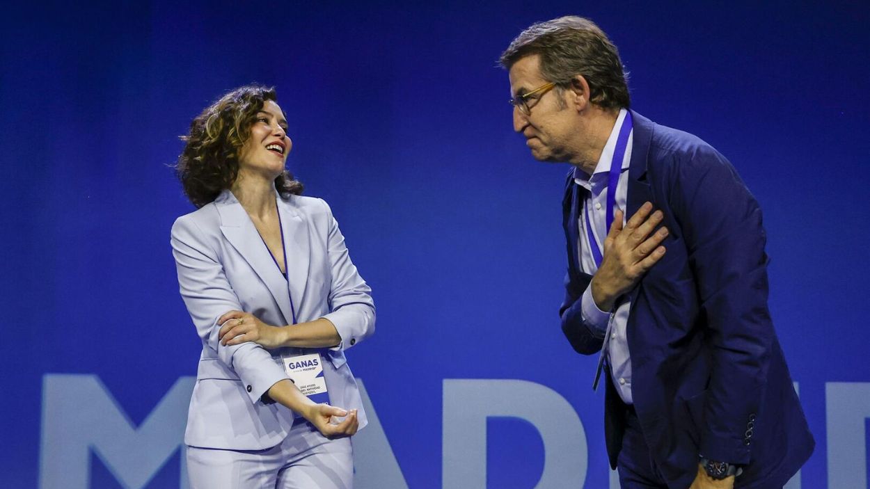 Isabel Díaz Ayuso y Alberto Núñez Feijóo en el Congreso del PP de Madrid. EP.